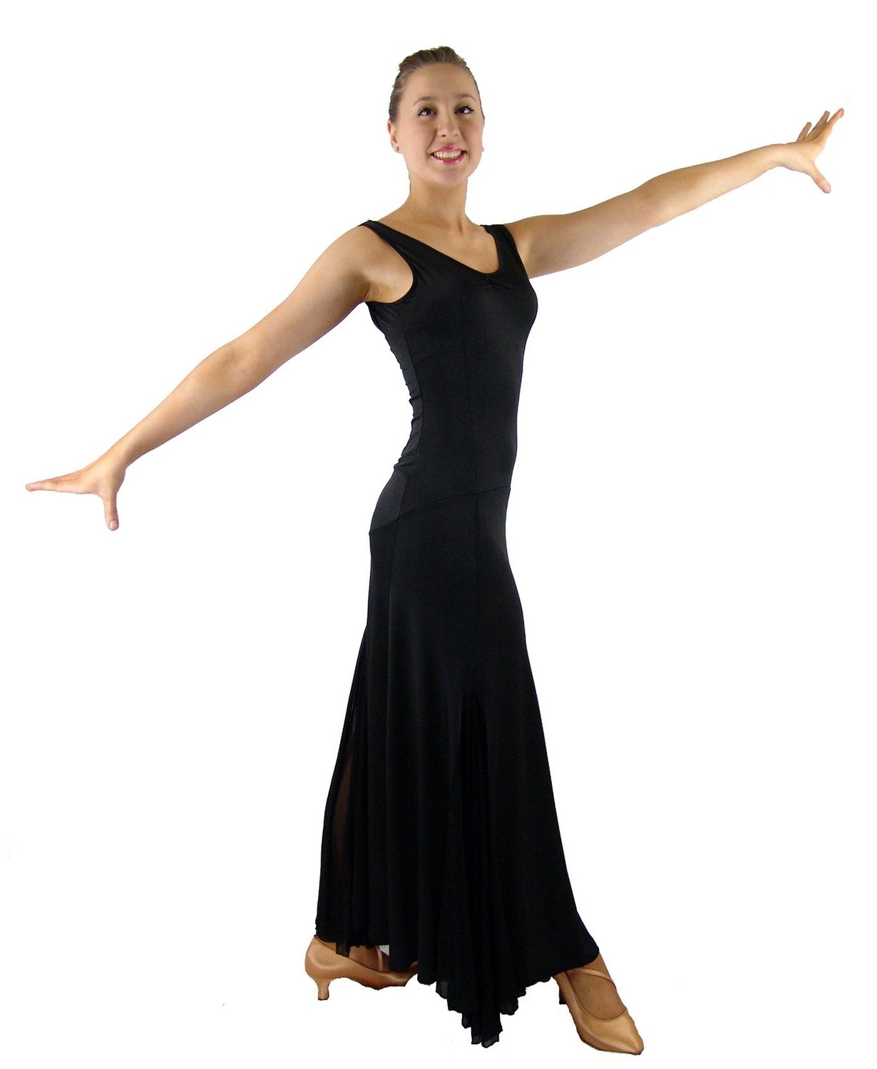 Hdyee Women's Irregular Pleated Swing Tassels Cha Cha Rumba Tango Latin Dance Dress
